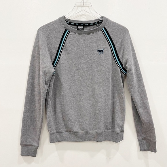 Pink VS Sweatshirt Stripe Trim Cotton Pullover XS - Picture 1 of 5